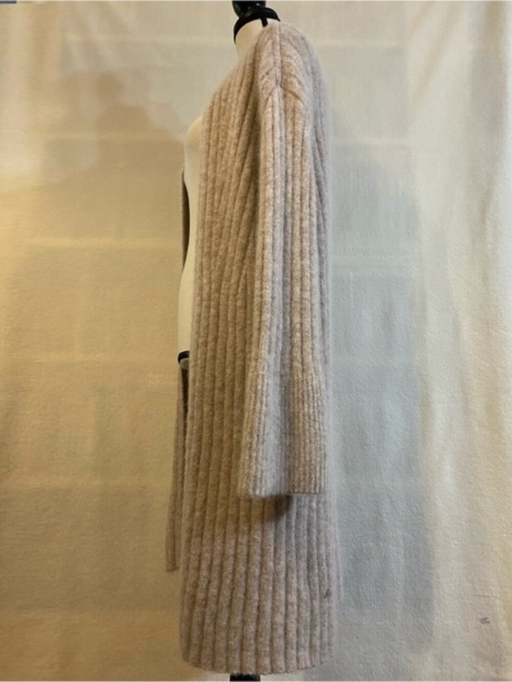 Lululemon heathered crepe tan Alpaca Wool-Blend Shawl-Collar cardigan - Picture 3 of 9
